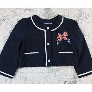 EUC Original Marines Kids Baby girl toddler quilted  Jacket navy blue w bow 18M